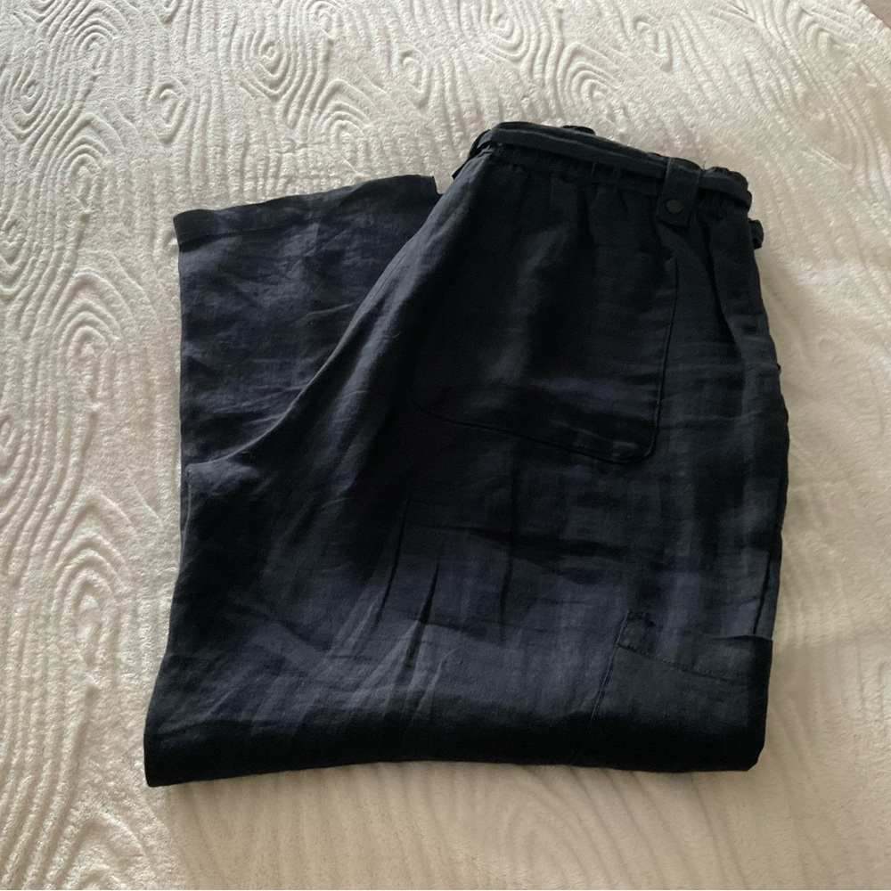 Nicole Miller Women's Black Linen Trousers